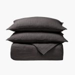 Amity home harlow duvet in charcoal   textured weave fabric