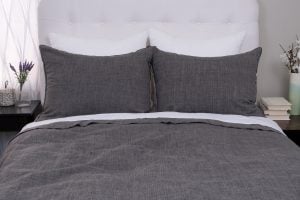 Amity home harlow duvet in charcoal   subtle woven texture
