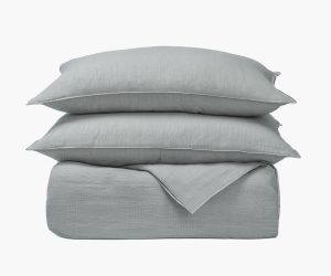 Amity home harlow duvet in mineral   soft textured weave
