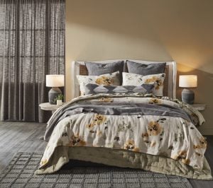 Amity home casteel duvet in ochre floral   botanical print