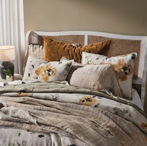 Amity home casteel duvet in ochre   abstract floral pattern