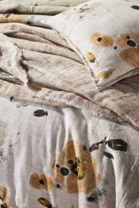 Amity home kent bedspread in ochrenatural   abstract floral print