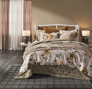 Amity home casteel  kent collection king in abstract floral   natural linen print