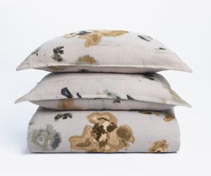 Amity home casteel duvet in ochre   watercolor floral pattern