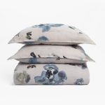 Amity home casteel duvet in limestone   abstract blue floral print
