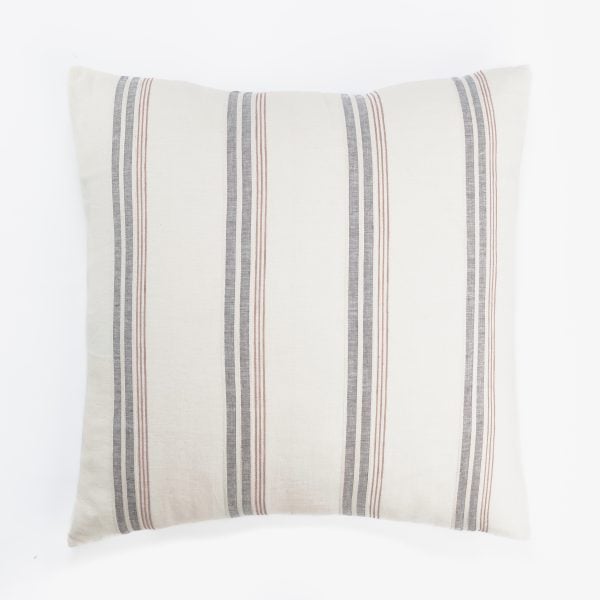Amity home flinn sham euro in cream with striped pattern   linen blend texture