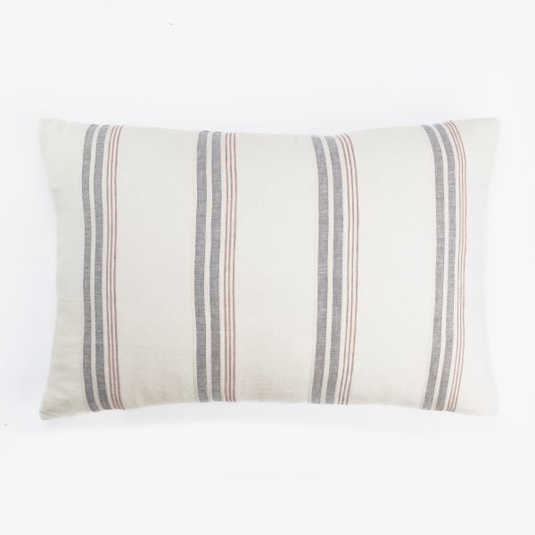 Amity home flinn sham in cream with grey  terracotta stripes   woven texture