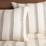 Amity home flinn duvet in cream with grey  terracotta stripes   relaxed linen texture