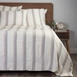 Amity home flinn duvet in cream with grey  rust stripes   textured cotton blend