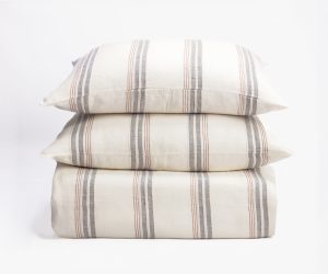 Amity home flinn duvet in natural striped   vertical stripe pattern