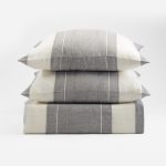 Amity home truett duvet in grey and white stripe   textured linen fabric