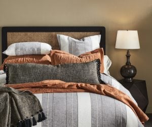 Amity home truett  kyler collection in grey  white   textured striped linen