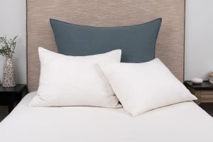 Amity home baker sham in petrol blue dutch euro   subtle linen texture