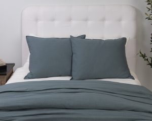 Amity home baker duvet in petrol blue   subtle textured weave