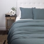 Amity home baker duvet in petrol blue   textured weave