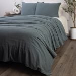 Amity home baker duvet in petrol blue   soft textured fabric