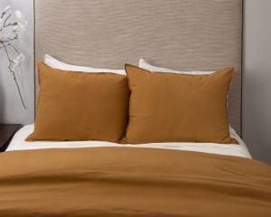 Amity home baker duvet in ochre   textured fabric