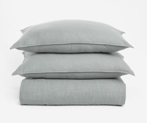 Amity home baker duvet in mineral   textured linen weave