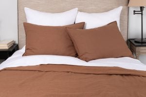 Amity home baker duvet in saddle   textured linen fabric