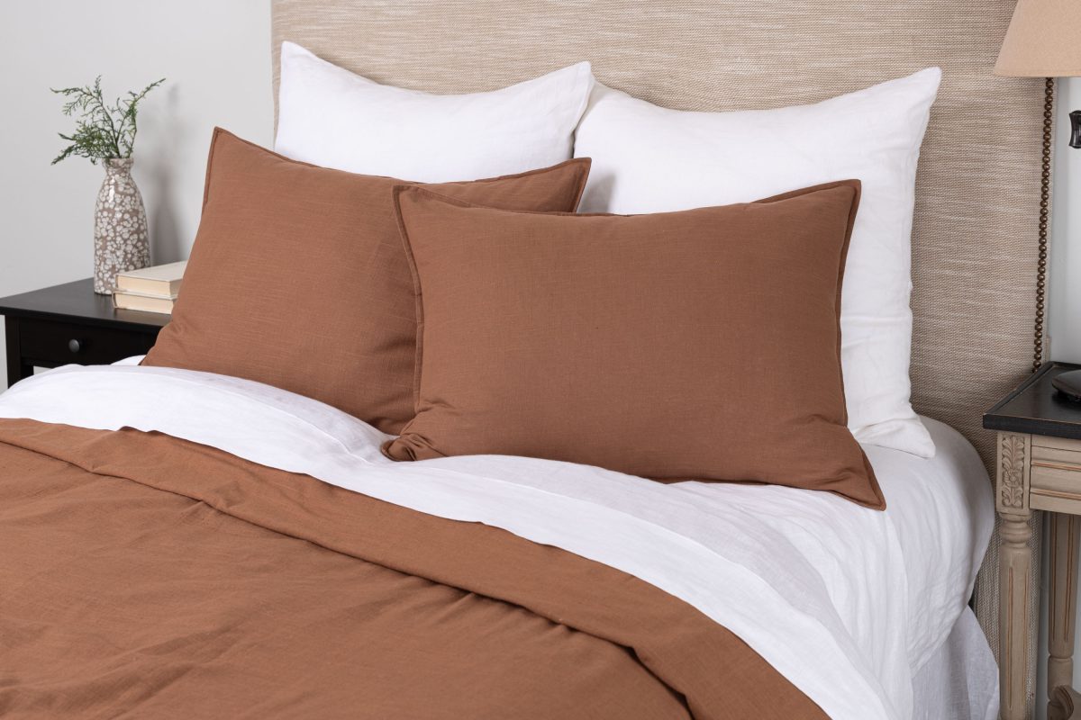 Amity home baker duvet in saddle   relaxed linen texture