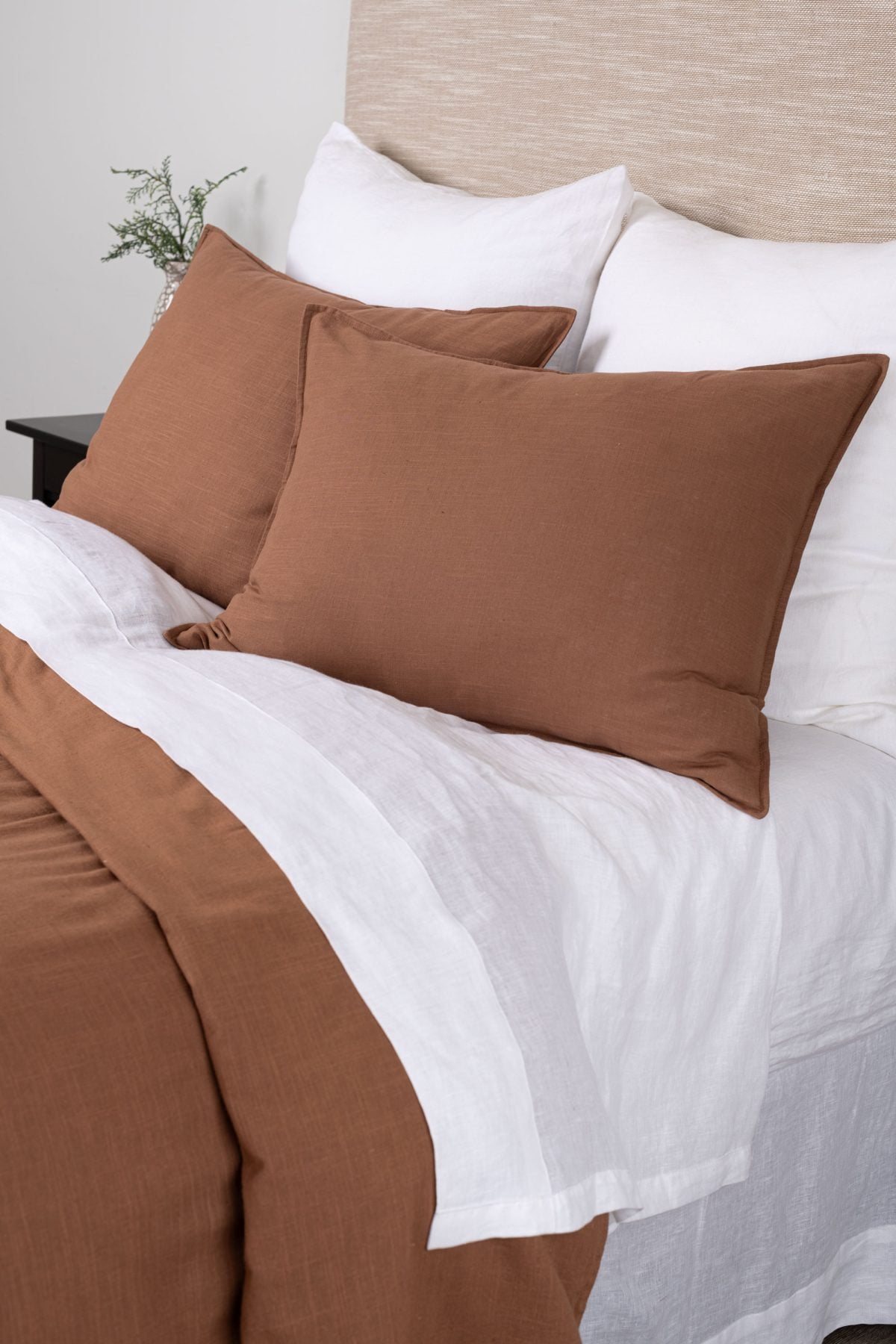 Amity home baker duvet in saddle   soft linen texture