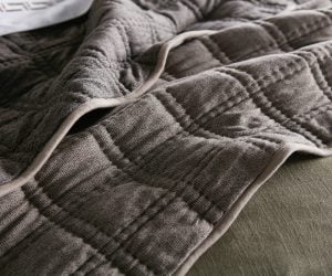 Amity home baker  fletcher collection in charcoal grey   grid quilted design