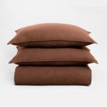 Amity home baker duvet in saddle   soft linen texture