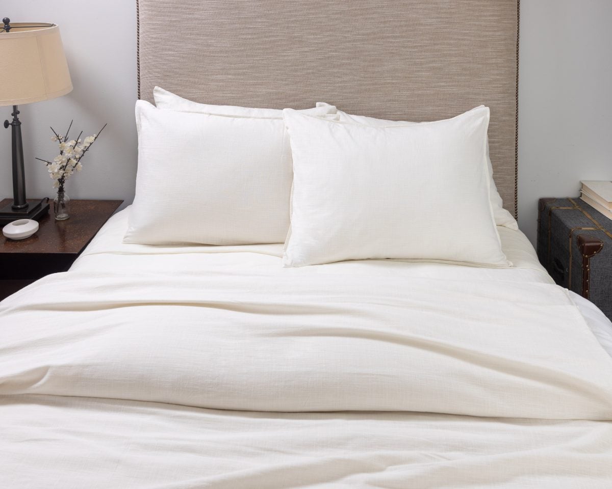 Amity home baker duvet in broken white   subtle textured weave
