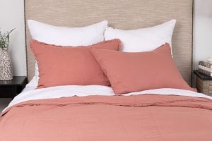 Amity home sadie duvet in blush   ruffled edge detail