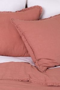 Amity home sadie duvet in blush   frayed ruffle edge