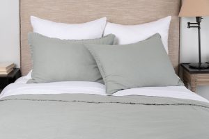 Amity home sadie duvet in mineral   frayed ruffle edge