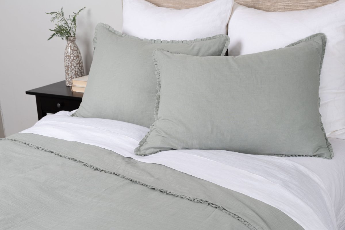 Amity home sadie duvet in mineral   ruffled edge design