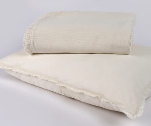 Amity home sadie duvet in broken white   frayed edge detail
