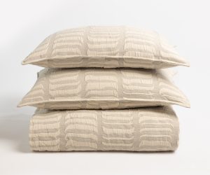 Amity home cunningham duvet in grey   textured stripe pattern