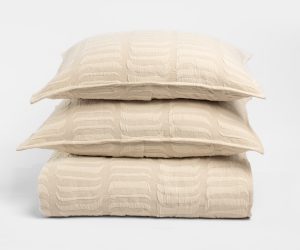 Amity home cunningham duvet in natural   textured wave pattern