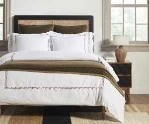 Amity home ellis duvet in whitesaddle   geometric embroidered border