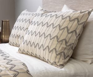 Amity home fritz duvet cover in cream  grey   embroidered zigzag pattern