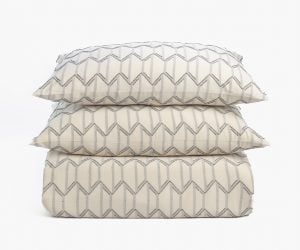 Amity home fritz duvet cover in cream   geometric textured pattern