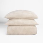 Amity home miko duvet cover set in natural   subtle geometric weave