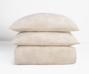 Amity Home Miko Duvet Cover Set in Natural - Subtle Geometric Weave