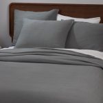 Amity home jenski duvet cover in stone   crinkled gauze texture
