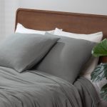 Amity home jenski duvet cover in stone   crinkled gauze texture