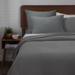 Amity home jenski duvet cover in stone   crinkled gauze texture