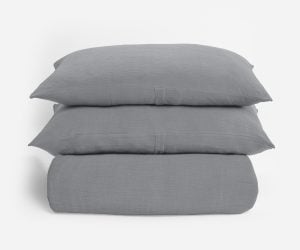Amity home jenski duvet cover in stone   crinkled muslin texture
