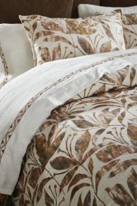 Amity home frida duvet set in natural botanical print   embroidered trim