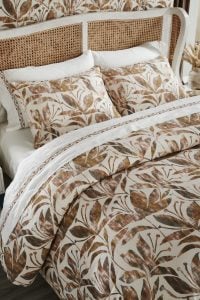 Amity home frida duvet set in earthy botanical print   leaf pattern