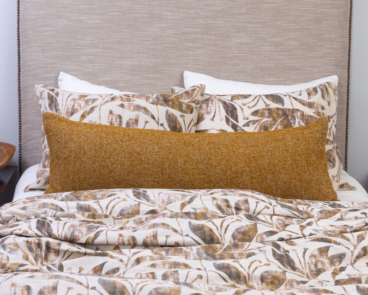 Amity home grant bolster in ochre   textured weave