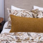 Amity home grant bolster in ochre   x long herringbone weave