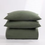 Amity home manoli duvet cover in dusty green   soft linen texture
