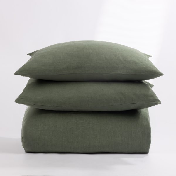 Amity Home Manoli Duvet Cover in Dusty Green - Soft Linen Texture